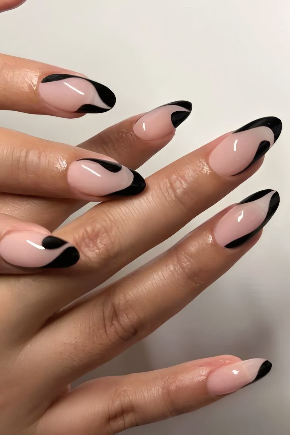 Abstract Black French Tip Nails