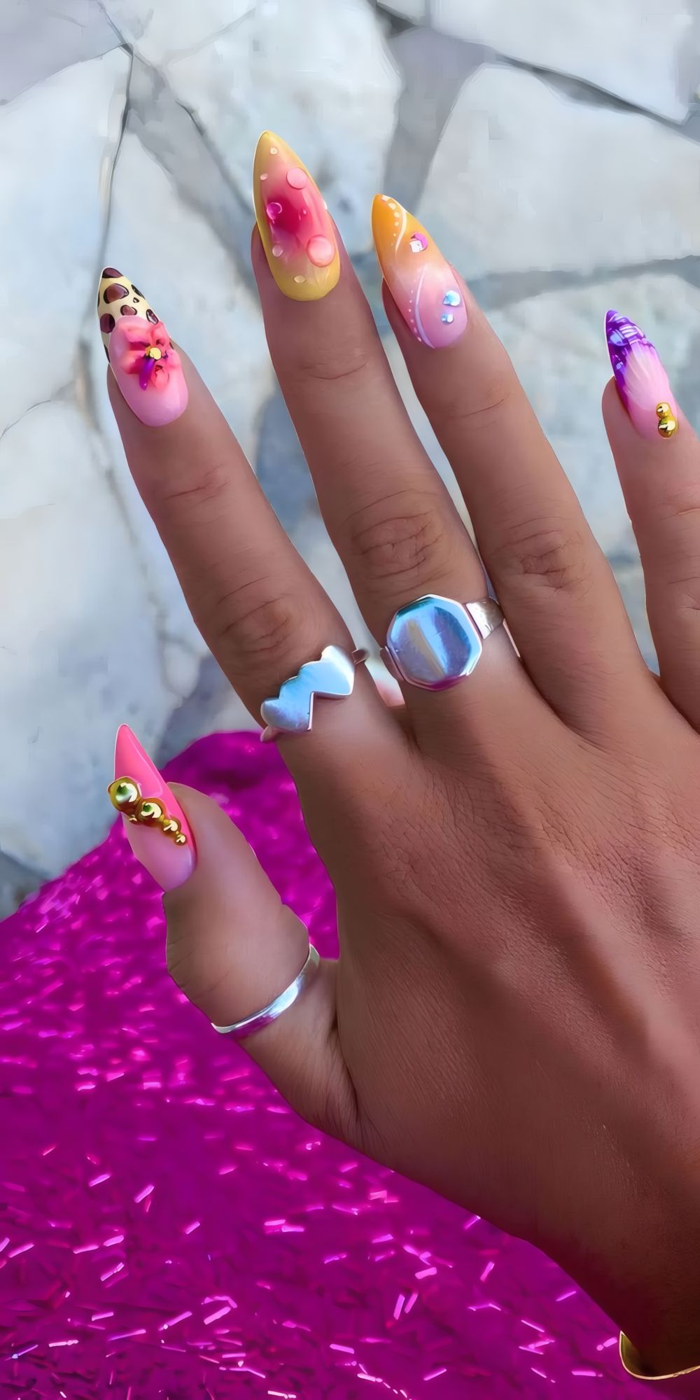 Colorful Mani + Floral & Animal Print