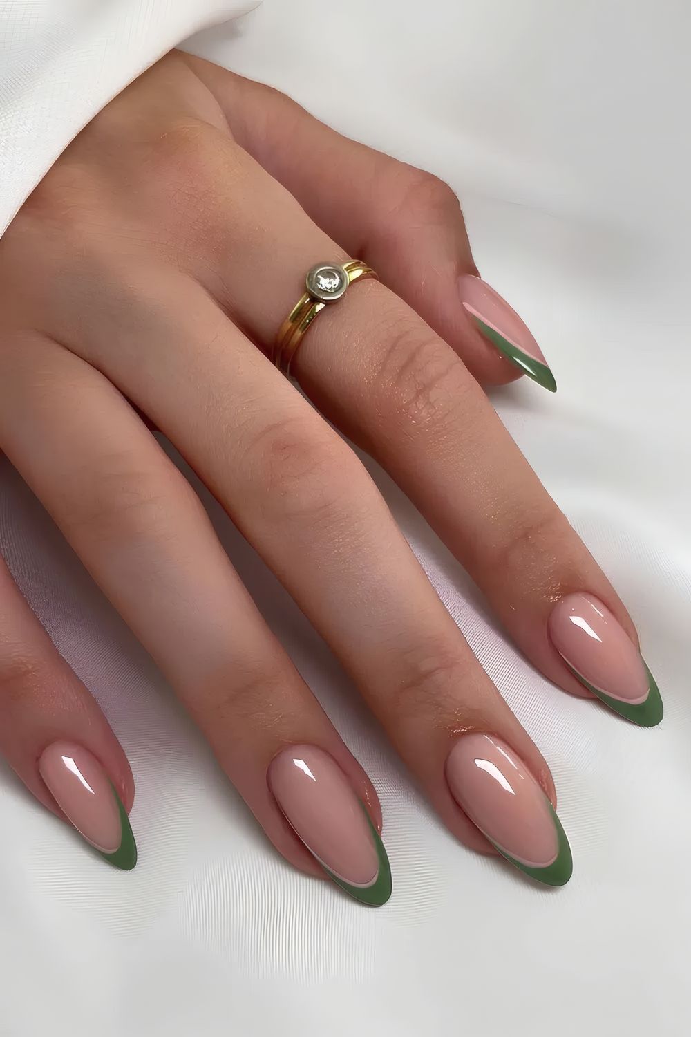 Green French Tip Manicure