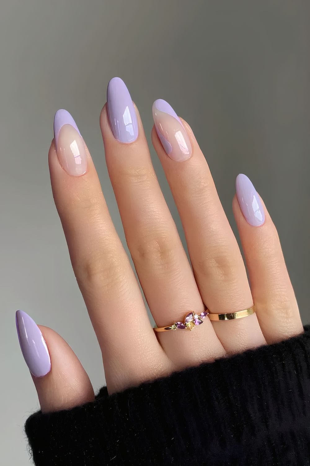 Pastel Purple Nails with Negative Space Accent