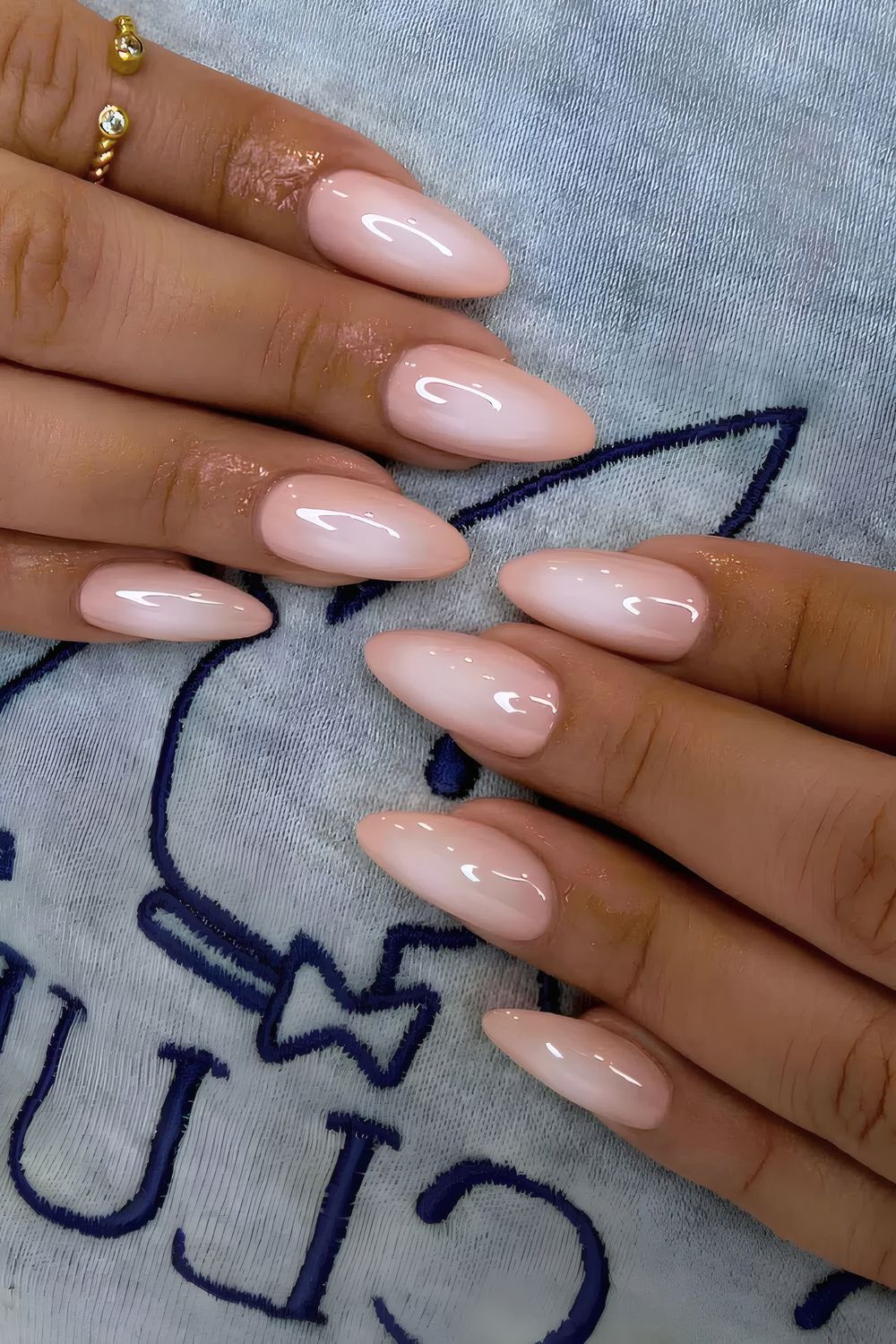 Peach and White Aura Effect Nails